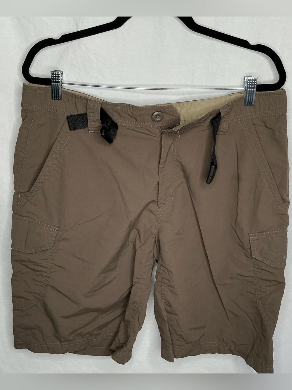 Eddie Bauer Travex Cargo Shorts Mens 36x9 Brown Nylon Belted Hiking Outdoor Camp